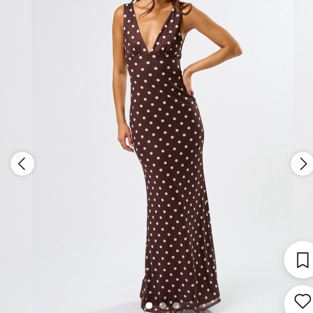 Brown Polka Dot Maxi Dress